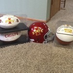 Iowa State autographed footballs and helmet