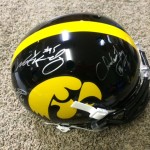 Chuck Long+Jared Devries+Tim Dwight Signed Helmet